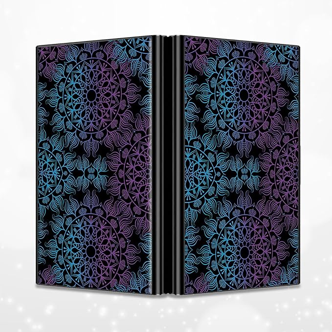 Slim Credit Card Holder, Purple Blue Mandala RFID Blocking Metal Wallet for Men & Women, Aluminum Minimalist Hard Case Pocket-Sized Business Cards Organizer (Fits Up to 10 Cards)
