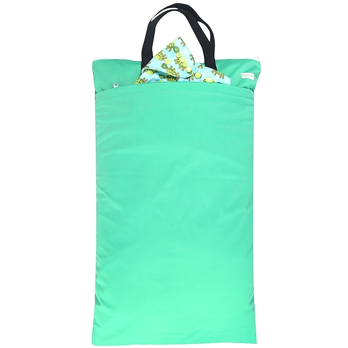 wegreeco Reusable Hanging Wet Dry Cloth Diaper Bag (Jade, Camellia)