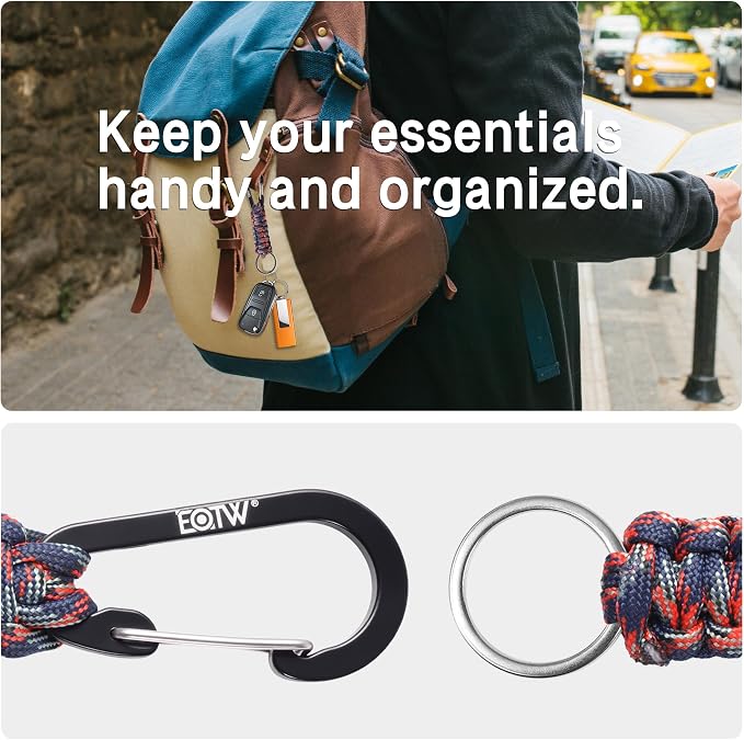 EOTW Carabiner Keychain,Paracord Keychain Small Aluminum Clip D Ring for Camping, Hiking, Fishing, Or As A Key Organizer