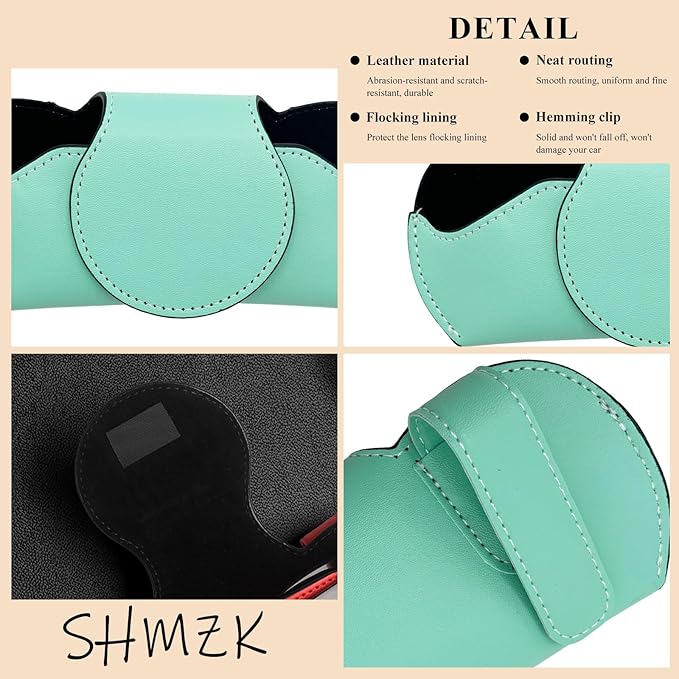 Sunglass Holder for Car Visor, Leather Sun Visor Glasses Storage Case, Car Visors Sunglasses Holder for Cars (Cyan)