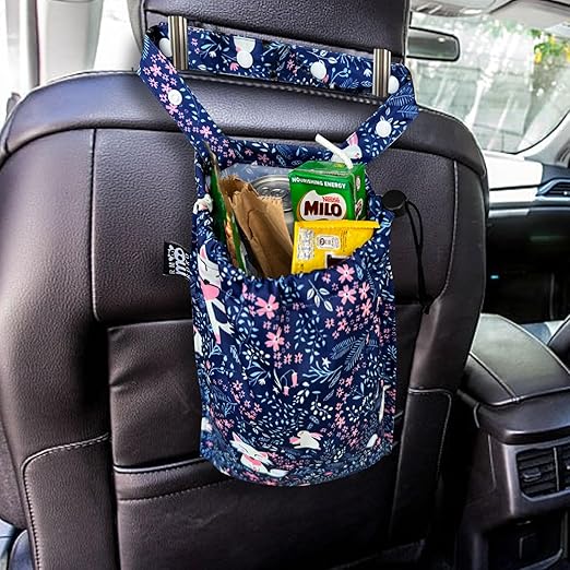 Cute Hanging Car Trash Garbage Bag 100% Leakproof Waterproof Multipurpose for Car Back Front Seat Console with Hanging Strap (Jungle Animal)