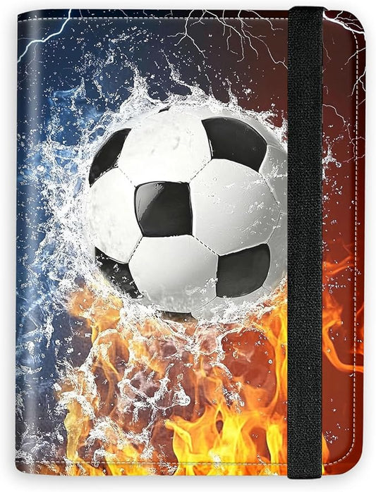 [Ball on Fire and Water Ultra-Slim Passport Holder Wallet with Pen Loop, RFID Blocking Faux Leather Travel Passport Cover, Compact Boarding Pass & Card Case Organizer for Women & Men