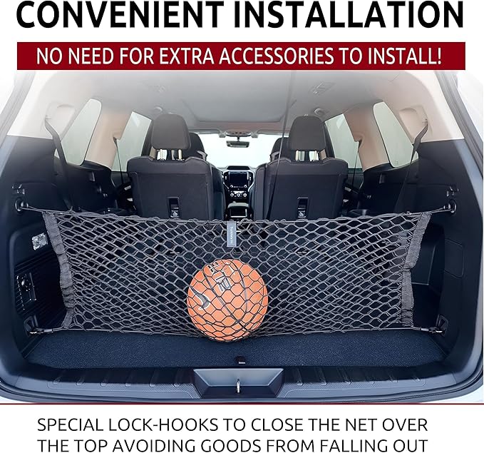 Envelope Style Automotive Elastic Trunk Mesh Cargo Net for Subaru Ascent 2019-2025 - Premium Trunk Organizers and Storage - Luggage Net for SUV - Best Car Organizer for Subaru Ascent