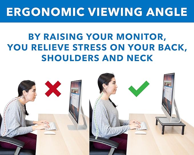 Mount-It! Height Adjustable Single Monitor Riser | Metal Mesh Computer Screen Platform | Desktop Riser for Laptop, Monitor, and Printer | 44lbs Capacity (Black)