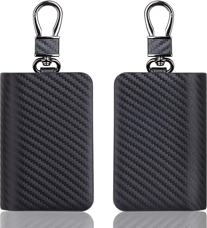VISOUL Car Key Case Holder Double Zipper, Leather Car Smart Key Fob Case with Keychain for Men and Women