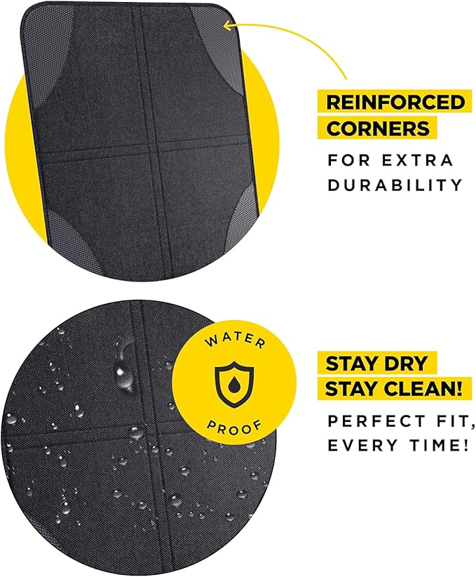lebogner Car Seat Protector for Baby and Child – Non-Slip, Thick Padded Cover with 2 Mesh Pockets – 1 Pack