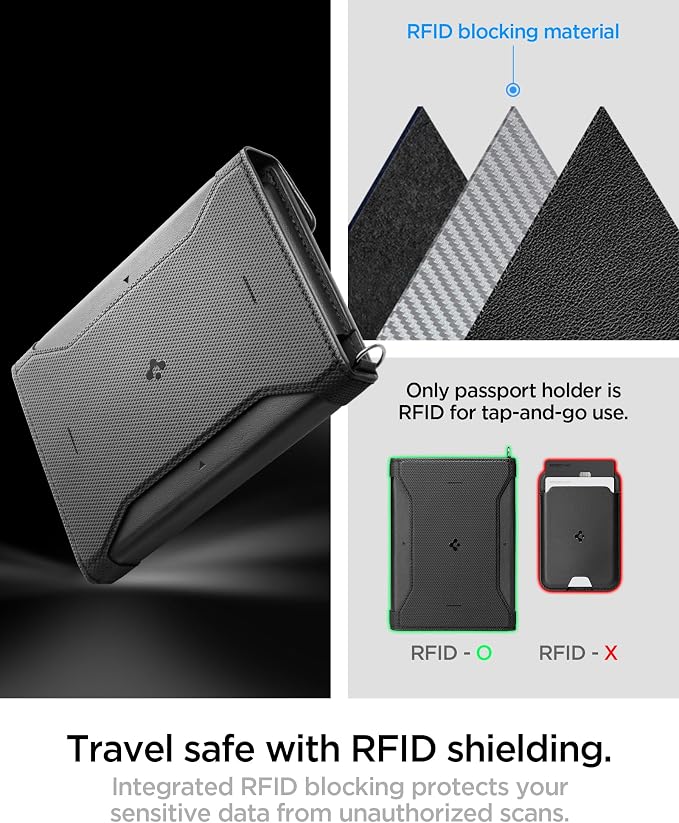 Spigen Life for Passport Card Cover Holder with RFID Blocking Technology Wallet Travel Documents Organizer Protector Accessories, SIM Card Pin Included