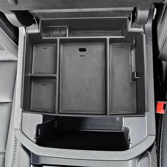 EDBETOS Power Sliding Console Organizer Compatible with 2021-2024 2025 2026 Chevy Tahoe Suburban/GMC Yukon Accessories Armrest Box Insert Tray,(NOT Fit Standard Console with charging socket),Black