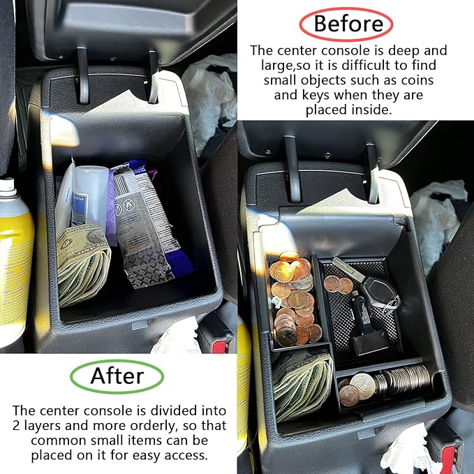 TACORBO Center Console Organizer Compatible with 2019 2020 2021 2022 2023 2024 Kia Forte GT Accessories, Forte LX/LXs/GT-Line/GT/GT Manual Insert Tray ABS Armrest Secondary Storage Box, Black