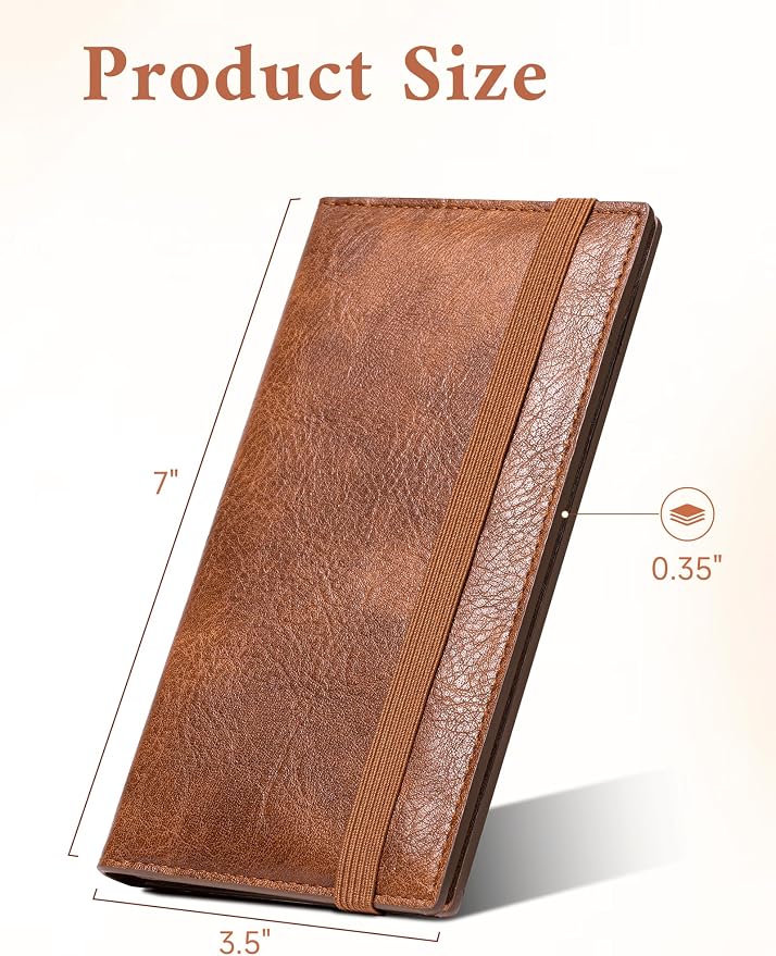 Zreal Checkbook Cover for Men & Women, Premium Vegan Leather Checkbook Holder for Top & Side Tear Duplicate Checks with RFID Blocking (Distressed Brown)