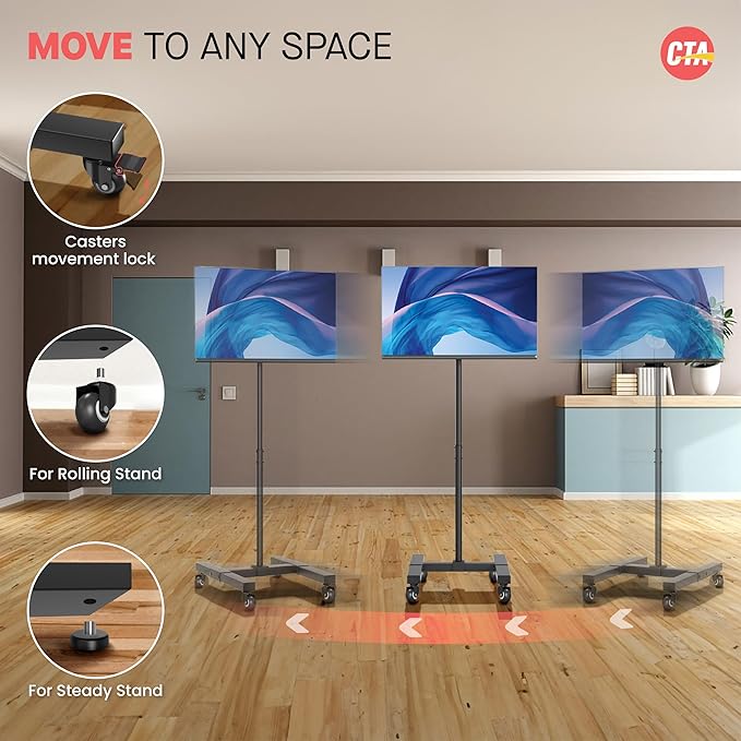 CTA Height Adjustable TV Stand ??CTA VESA-Compatible Universal Floor Stand for TVs & Monitors 13-42-inch up to 44 lbs. - Black (ADD-DMHA)