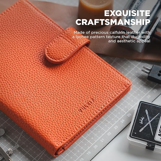 VULKIT Dual Leather Passport Wallet with Airtag Holder Slim Double Passport Holder RFID Blocking Passport Travel Wallet for Women or Men