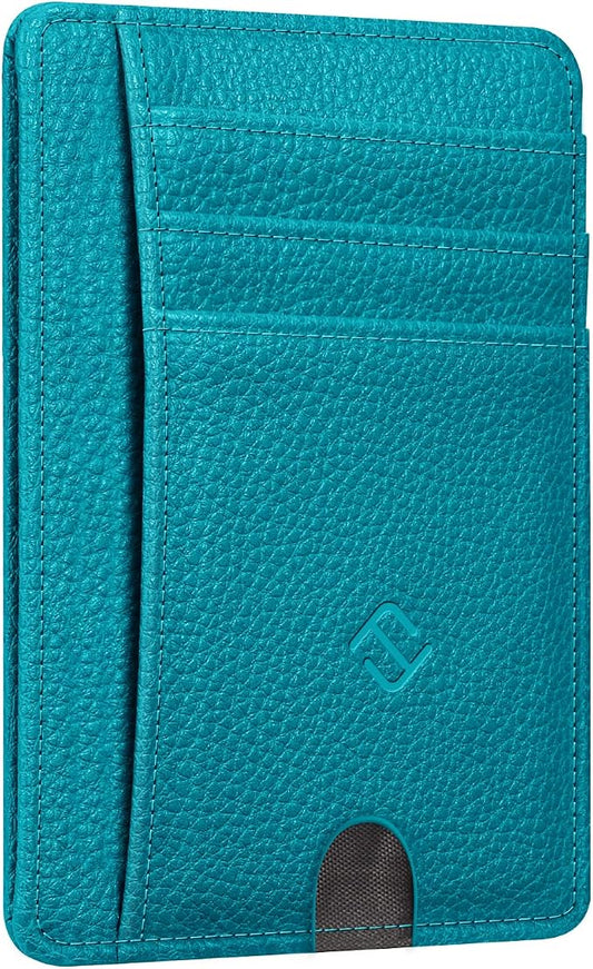 FINTIE Slim Minimalist Front Pocket Wallet, RFID Blocking Credit Card Holder Card Cases with ID Window for Men Women (Legacy Teal)