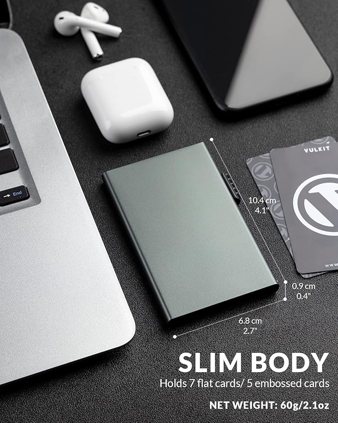 VULKIT Minimalist Credit Card Holder Pop Up Cards RFID Protection Slim Metal Wallet