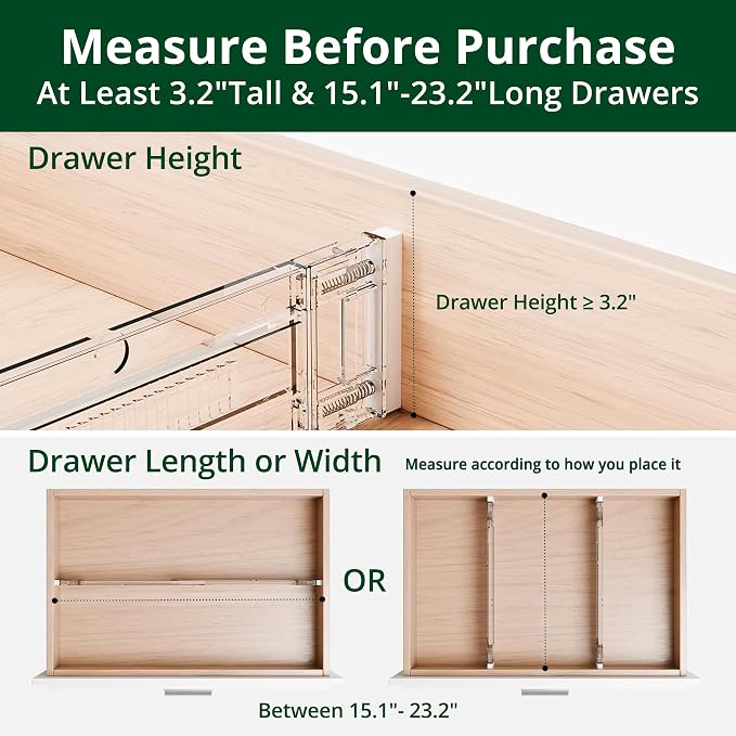 Clear Drawer Dividers Organizers, Adjustable Expandable Drawer Divider Organizer for Clothes, Dresser, Kitchen & Office Drawers, Acrylic Drawer Separators for Bedroom Storage, 4-Pack, Clear Plastic