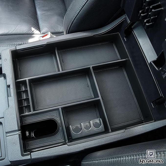 RUNROAD Center Console Organizer Tray & Dividers Compatible with Toyota Tundra 2014-2021 Accessories, Secondary Storage Box Insert Armrest Console Tray