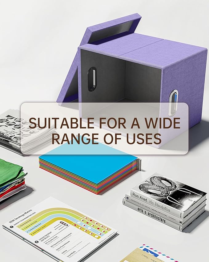 Oterri 2 Pack File Storage Organizer, Filing Box, Portable File Box with Lid, Fit for Letter/Legal File Folder Storage, Document Organizer, Lavender