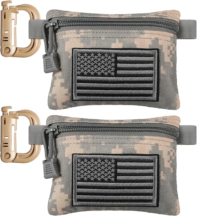 FRTKK 2 Pack Tactical Compact EDC Pouches Military Molle Utility Pouch Accessories Organizer Pouch Coin Purse Keychain Pocket Credit Card Holder Waist Pack