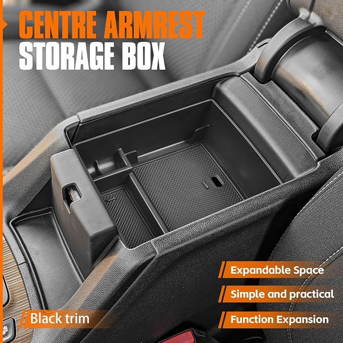 Center Console Organizer Compatible with GMC Acadia 2017 2018 2019 2020 2021 2022 2023 Accessories, Armrest Insert Secondary Storage Box ABS, Black Trim