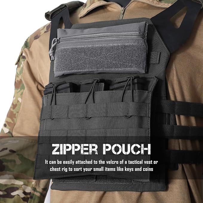 WYNEX Tactical Tool Zipper Pouch, Bag Insert EDC Organizer Utility Admin Storage Pocket Accessories Snack Pouch with Hook Backing for MK3 MK4 Chest Rig