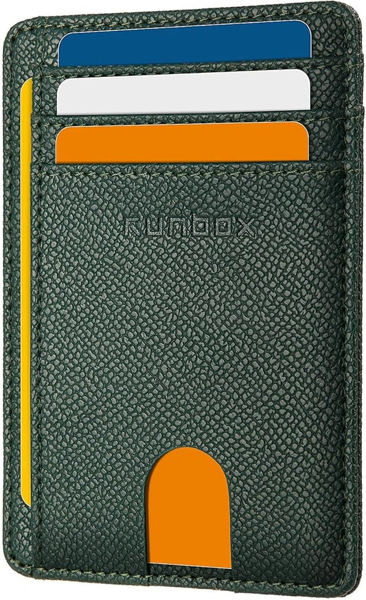 RUNBOX Slim ID Cases Minimalist Front Pocket RFID Blocking Leather Wallets for Men and Women Card Holder Wallets Gifts for men