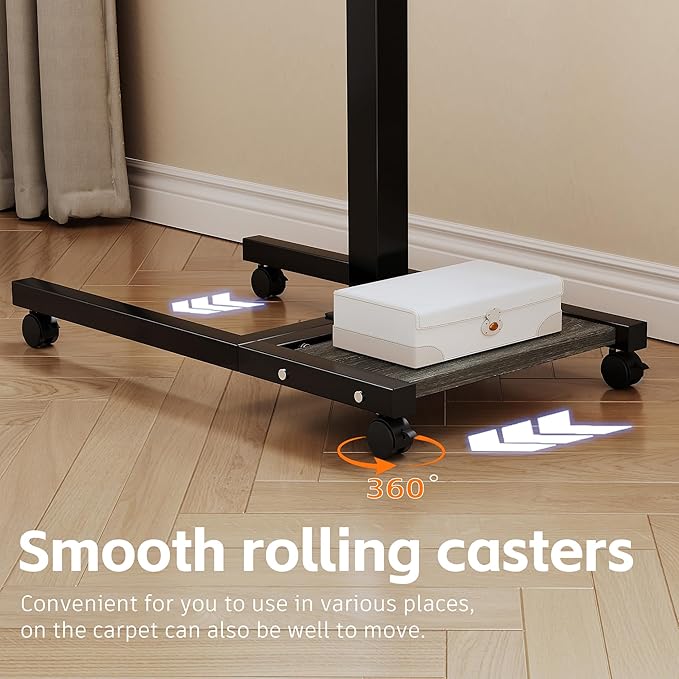 Mobile Height Adjustable Laptop Desk with Mouse Pad, Portable Laptop Desk Rolling Tiltable Table with Small Side Table for Couch,Rolling Computer Stand