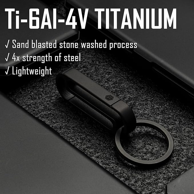 KeyUnity Titanium Key Holder Belt Clip, Double Side Carabiner Keychain For Men