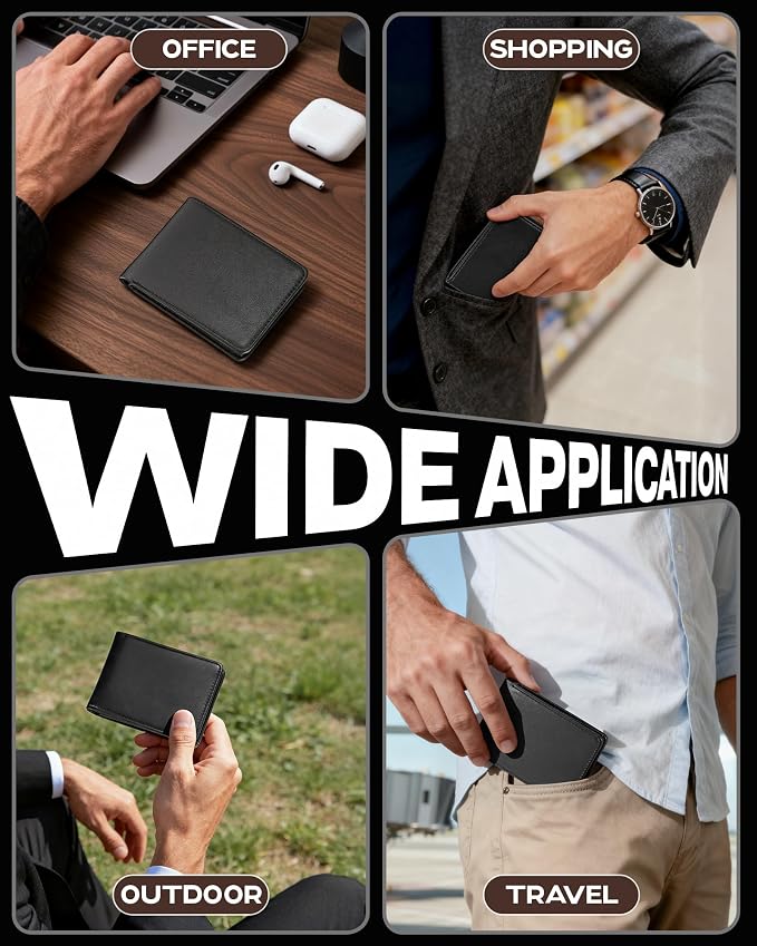 GNDR Wallet For Men Bifold Black RFID Blocking Slim Faux Leather Wallets Card Holder Front Pocket Minimalist Men Accessories With Gift Box