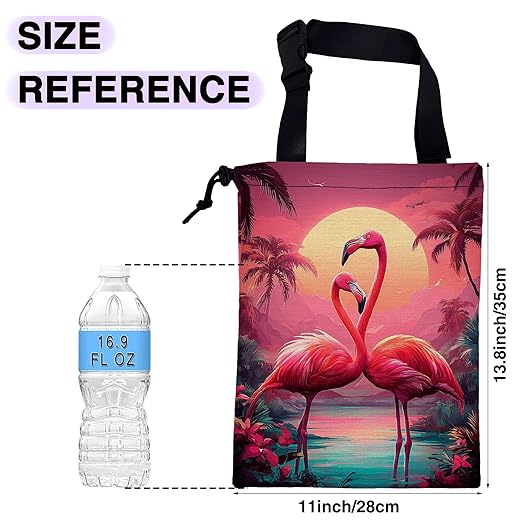 Car Trash Bag Pink Flamingo Car Trash Bin Leakproof Waterproof Car Trash Can for Back Seat, Foldable Car Garbage Bag with Adjustable Straps and Drawstring for Car Accessories