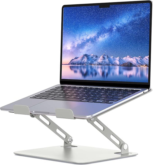 SOUNDANCE Laptop Stand for Desk, Portable Adjustable Laptop Riser, Ergonomic Design Computer Holder, Metal Laptop Mount Elevator Compatible with 10 to 15.6 Inches PC Computer, Light Grey