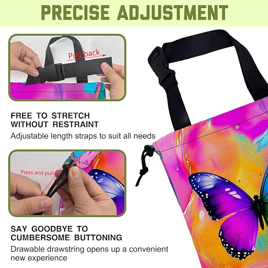 Car Trash Bag Colorful Fluid Butterfly Hanging Drawstring Car Organizer and Storage Bag with Adjustable Buckle Canvas Garbage Bin for Back Seat or Hanging Headrest Car Decor Road Trip Essentials