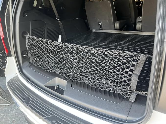 Rear Trunk Organizer Cargo Net for Chevrolet Tahoe 2015–2026 – Black Color Envelope Style Cargo Net for SUV – Premium Mesh Car Trunk Organizer Vehicle Carrier Storage – Compatible with Tahoe
