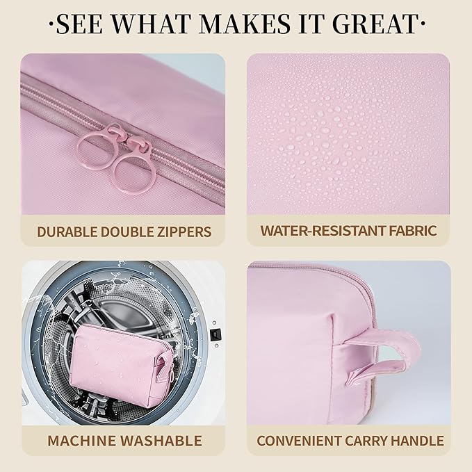 Makeup Bag for Travel Medium Cosmetic Case for Women Large Capacity Portable Zipper Cosmetic Organizer with Compartments