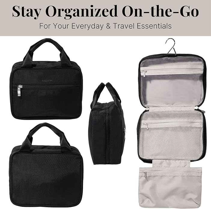 Baggallini Hanging Travel Toiletry Kit - Lightweight 6x10 Inch Makeup Bag