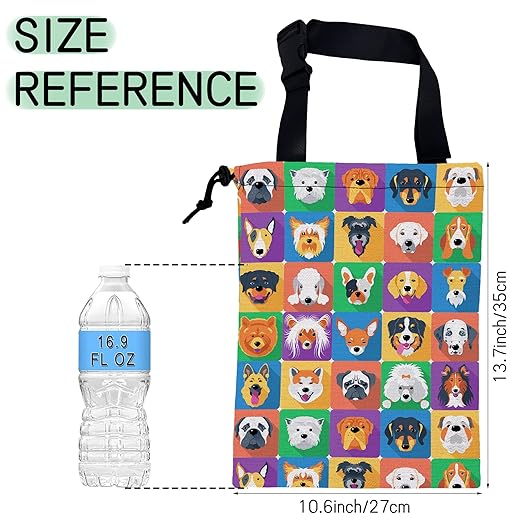 Dogs Face Car Garbage Bag,Waterproof Small Car Trash Bag Hanging Back of Seat,Drawstring Hanging Car Trash Bag with Adjustable Buckle for Car Accessories