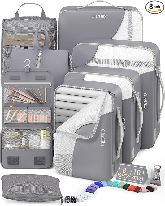 8 Set Packing Cubes for Travel, Gifts for Women Mom,Anti-Tearing Suitcase Organizer,OlarHike Vacation Essentials & Accessories for Cruise Ship