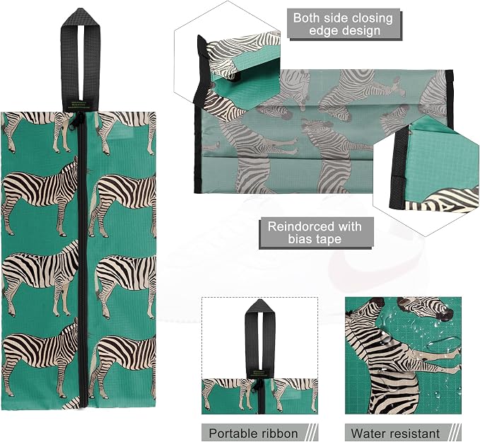 BeeGreen Shoe Bags 6 Pack Animal Design for Travel with Handle as Packing Organizers for Suitcase and Luggage | Portable Nylon Storage Accessories for Vacations, Essential Gifts for Women and Men