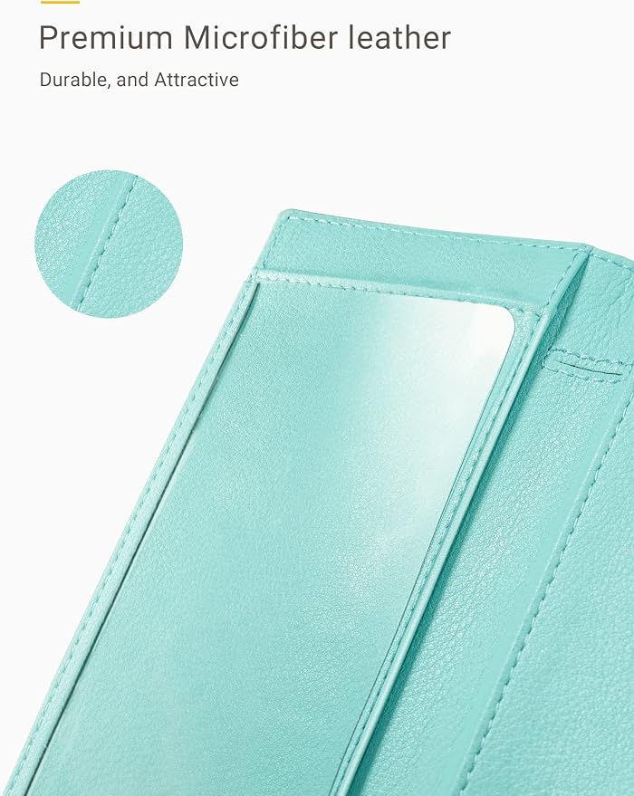 Zreal Checkbook Cover for Women, Premium Vegan Leather Checkbook Holder for Top & Side Tear Duplicate Checks with RFID Blocking (Pale Turquoise)