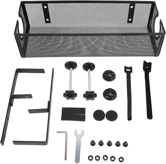 Under Desk Cable Management Tray, Carbon Steel Cord Organizer with Side Round Hole and Trapezoidal Design, Metal Desk Cable Management System for Office Study Workstation (Black)