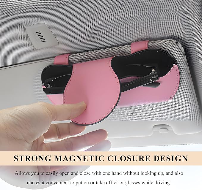 Sunglass Holder for Car Visor, Leather Sun Visor Glasses Storage Case, Car Visors Sunglasses Holder for Cars (Cyan)