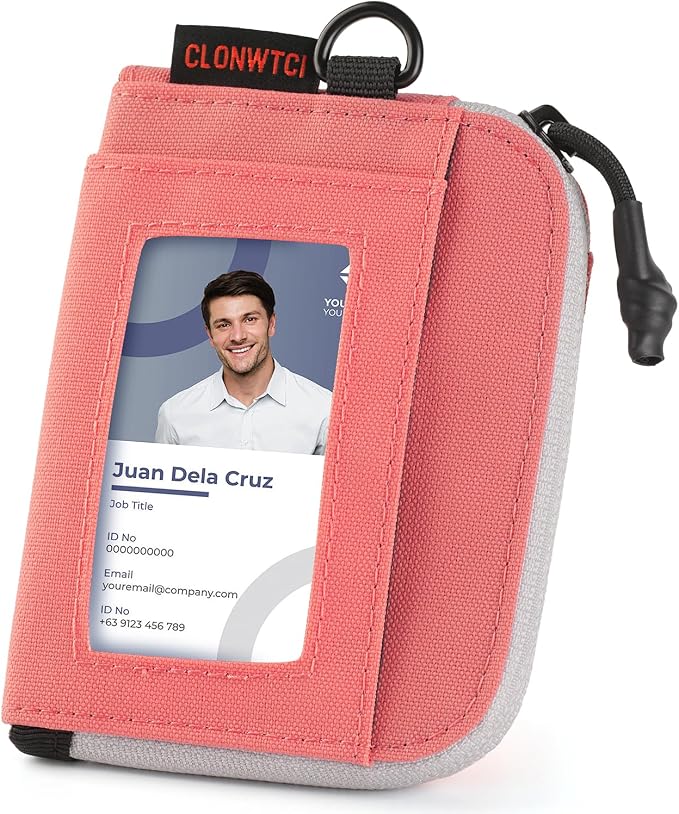 Coin Purse for Men, RFID Blocking 500D Nylon Small Wallet with Key Clip, Slim Front Pocket Card Holder, Zipper Coin Pouch & ID Window Organizer for Cards, Cash