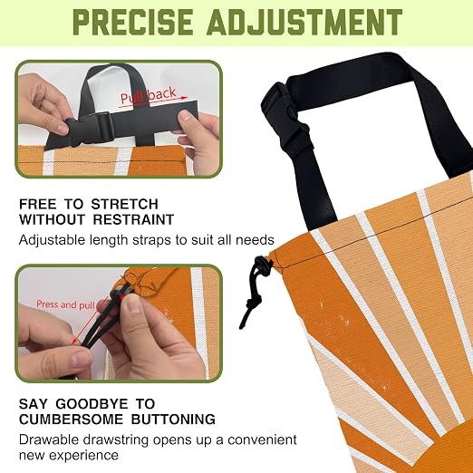 Car Trash Bag Retro Boho Sunburst Leak-Proof Waterproof Car Garbage Bag with Drawstring Foldable Canvas Trash Bin with Adjustable Buckle for Car Accessories