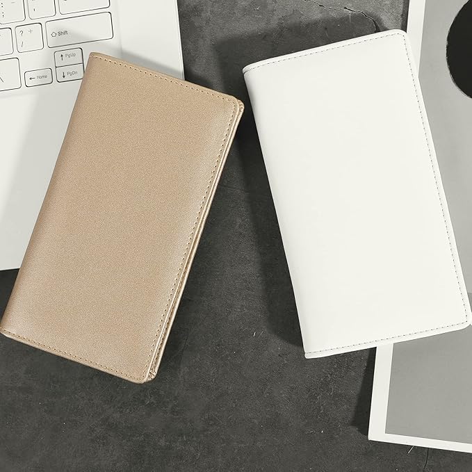 Sanlykate Leather Checkbook Cover for Men and Women, Check Book Case Card Holder with Free Divider, Standard Register Duplicate Checks with pen inserts