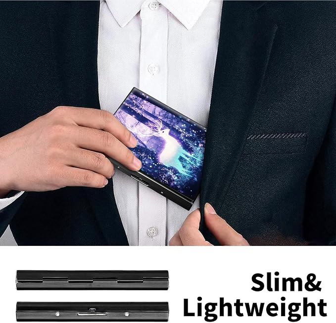 Metal Wallet for Women Men Girls, RFID Blocking Slim Aluminum Credit Card Holder, Mini Travel Wallet with Hard Shell, Lightweight ID & Business Card Case,Elk Deer Forest