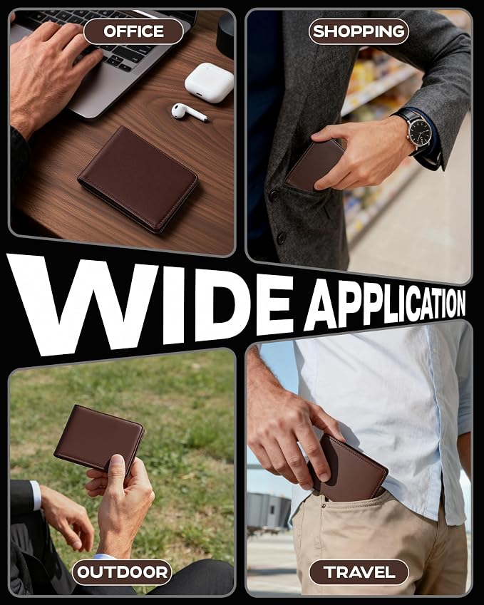 GNDR Wallet For Men Bifold Brown RFID Blocking Slim Faux Leather Wallets Card Holder Front Pocket Minimalist Men Accessories With Gift Box