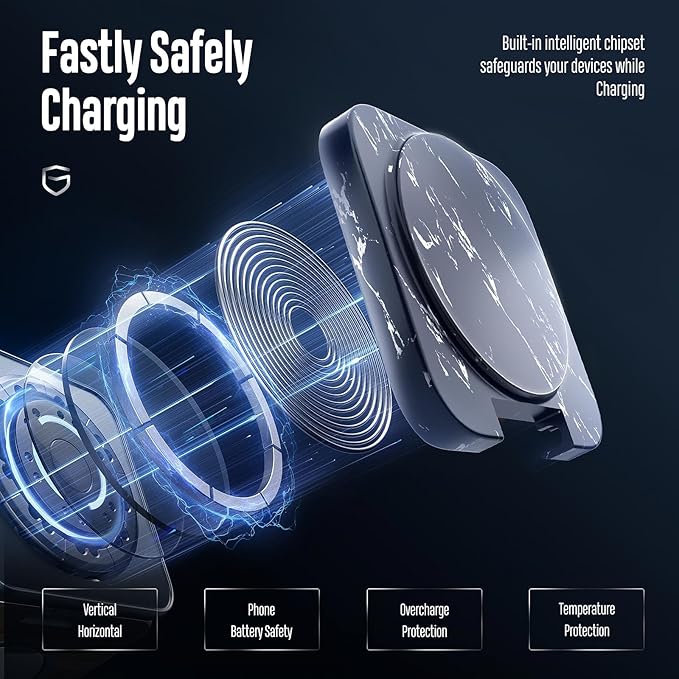 KU XIU Fast Wireless Charger, Magnetic Foldable 3 in 1 Charging Station for iPhone 17/16/15/14/13/12 Pro/Plus/Pro Max, 5W Portable Charger for Apple Watch9/8/7/6/5/4/SE, for Airpods