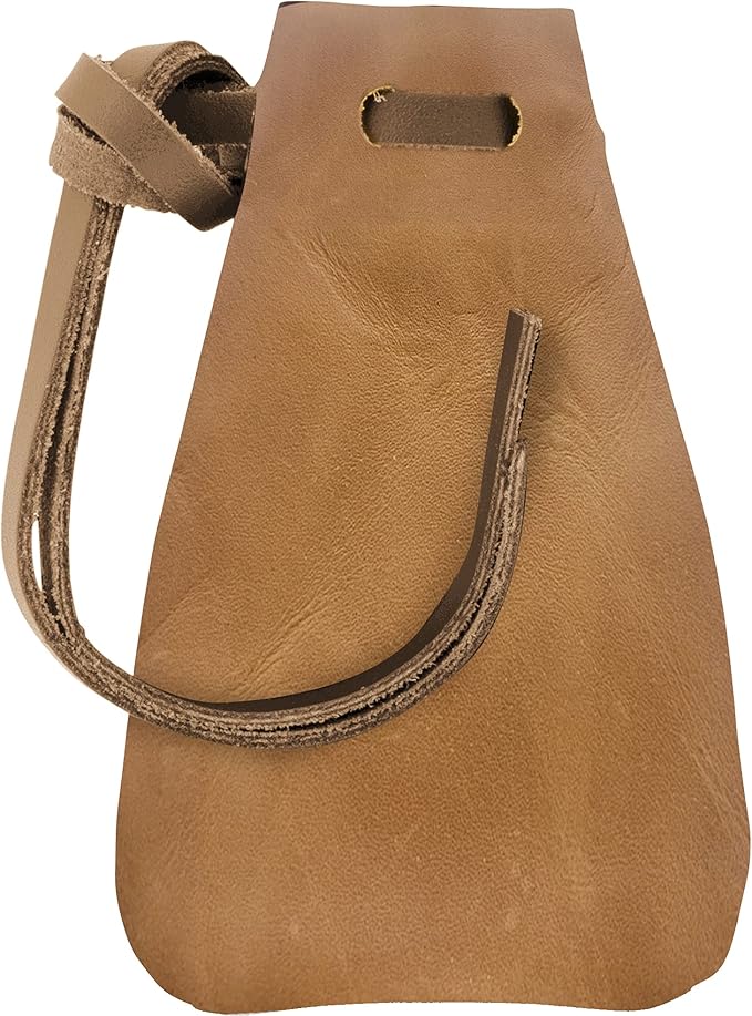 Nabob Leather Leather Drawstring Pouch, Coin Bag, Medicine Tobacco Pouch Medieval Reenactment Made in U.S.A Size 4.75" x 3"