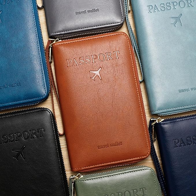 Family Passport Holder for Travel Women and Men RFID Passport Holder with Card Slots Holder Passport Case Passport cover Passport Wallet Travel Essentials and Accessories