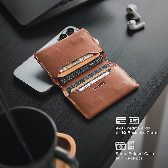 VULKIT Slim Minimalist Card Holder RFID Blocking Leather Credit Card Holder Front Pocket Wallet Magnetic Closure