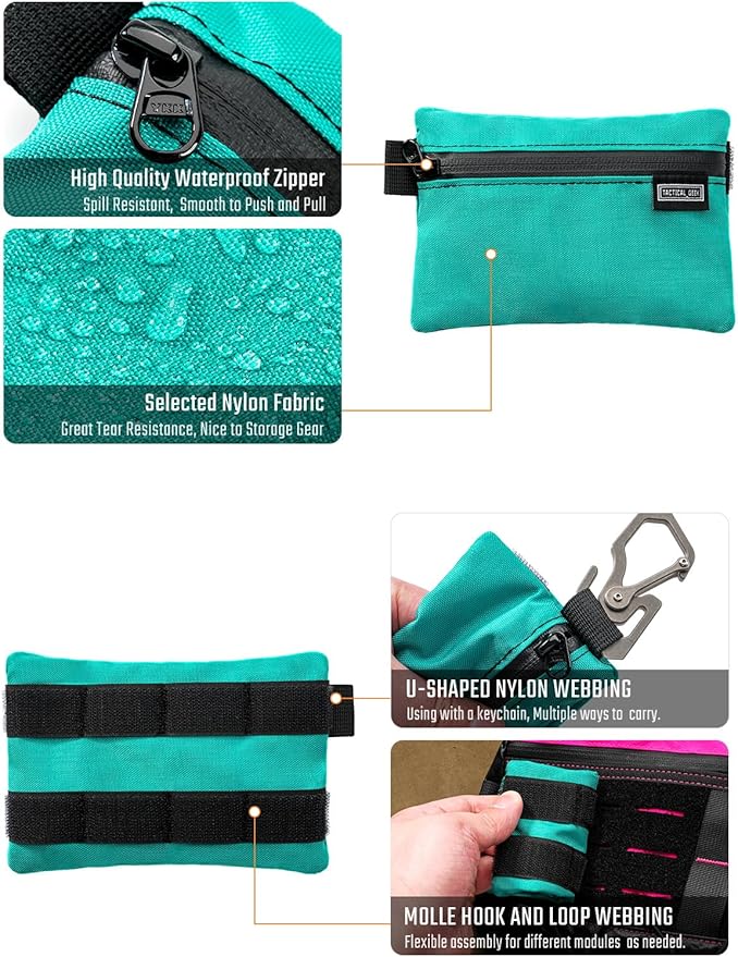 TACTICAL_GEEK Storage A5 EDC Storage Pouch Set, Molle EDC Gadget Pouch, Multi-Functional Utility Small Tool Pocket for Daily Carry (Turquoise)